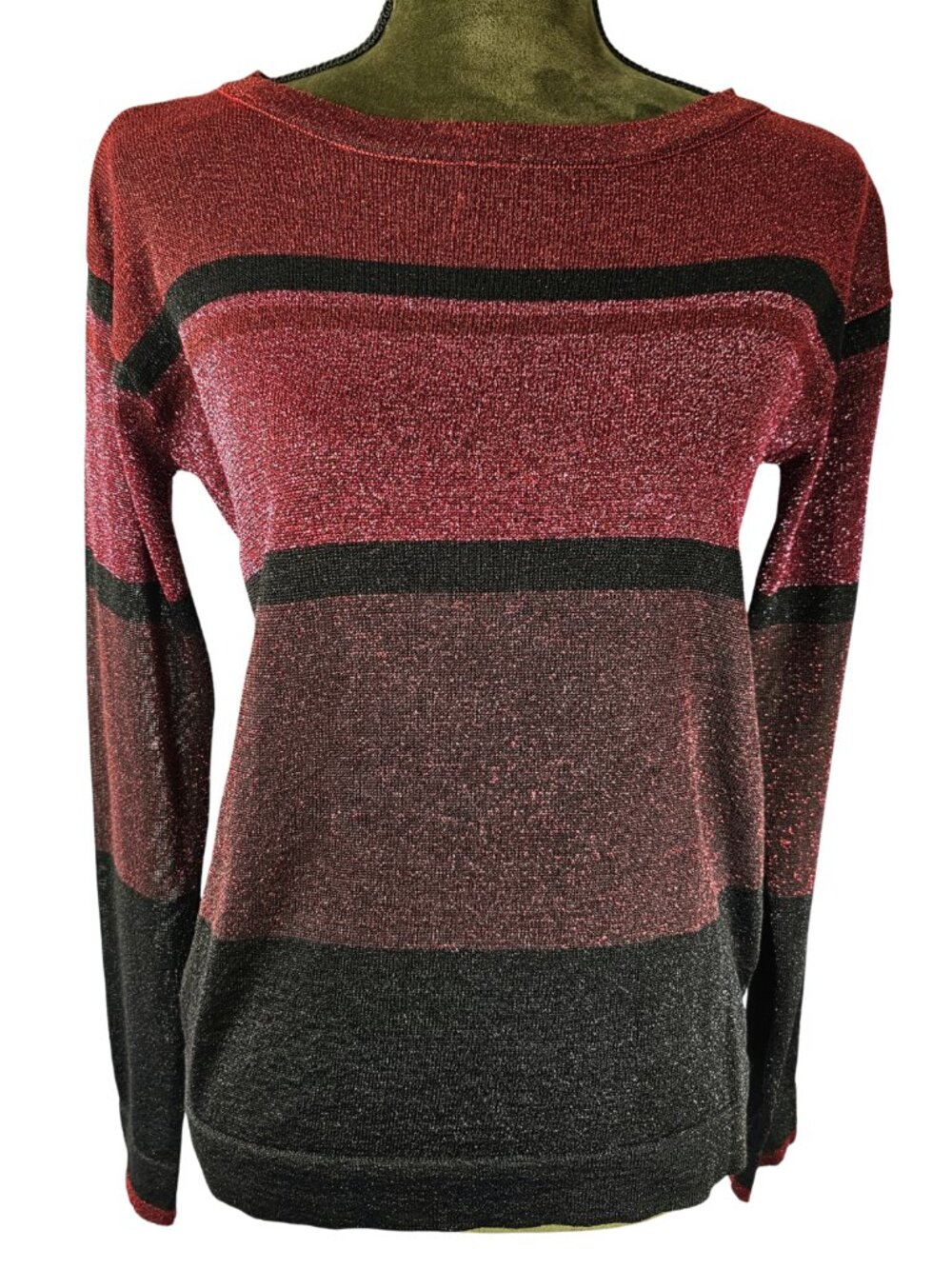 ✨Like New✨ Venus Long-Sleeved Striped Shimmer Lightweight Sweater, Size XS